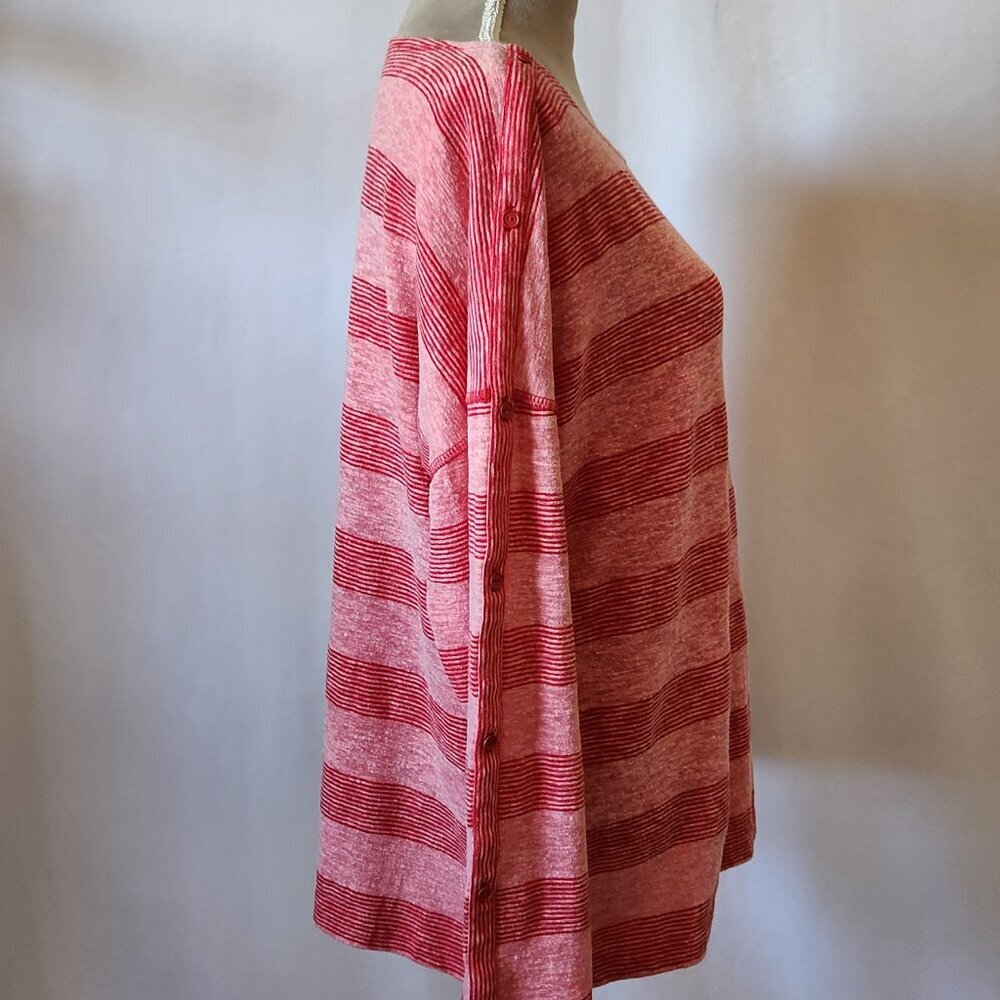 T By Talbots Woman's Size XL Heather Pink & Red Striped Long Sleeve Pullover Top - Picture 9 of 15